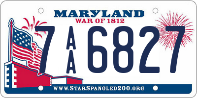 MD license plate 7AA6827