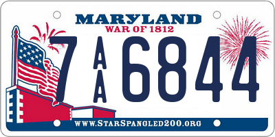 MD license plate 7AA6844