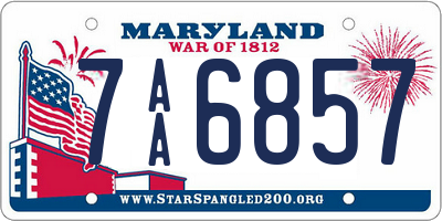 MD license plate 7AA6857