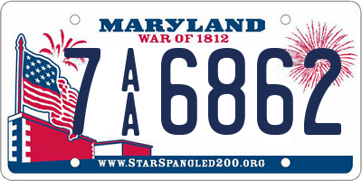 MD license plate 7AA6862