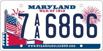 MD license plate 7AA6866