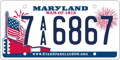 MD license plate 7AA6867