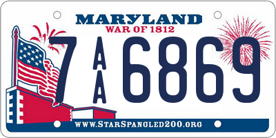 MD license plate 7AA6869