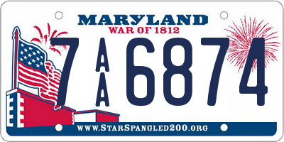 MD license plate 7AA6874