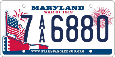 MD license plate 7AA6880