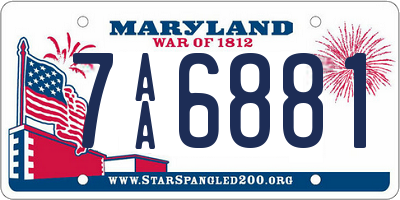 MD license plate 7AA6881