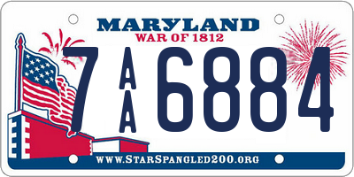 MD license plate 7AA6884