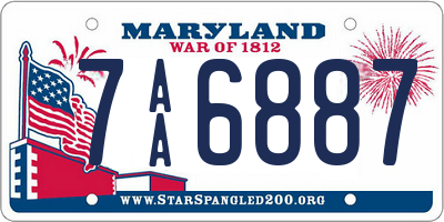 MD license plate 7AA6887