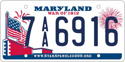 MD license plate 7AA6916