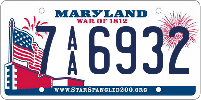 MD license plate 7AA6932