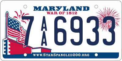 MD license plate 7AA6933