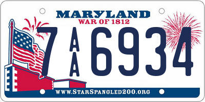 MD license plate 7AA6934