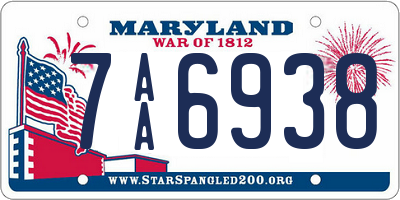 MD license plate 7AA6938