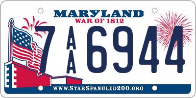 MD license plate 7AA6944