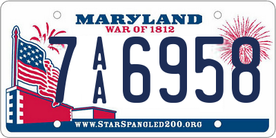 MD license plate 7AA6958