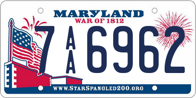 MD license plate 7AA6962