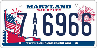 MD license plate 7AA6966