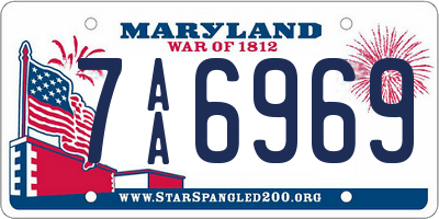 MD license plate 7AA6969