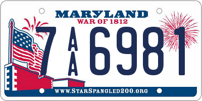 MD license plate 7AA6981