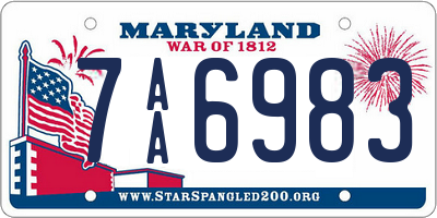 MD license plate 7AA6983