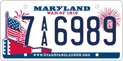 MD license plate 7AA6989