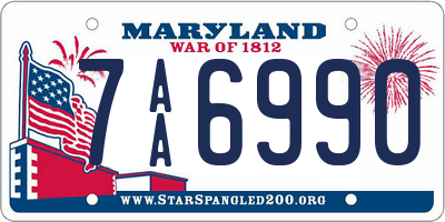 MD license plate 7AA6990