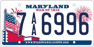 MD license plate 7AA6996