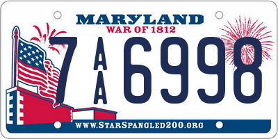 MD license plate 7AA6998