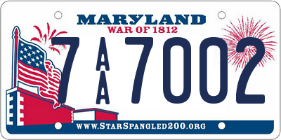 MD license plate 7AA7002