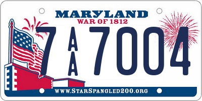 MD license plate 7AA7004