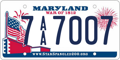 MD license plate 7AA7007