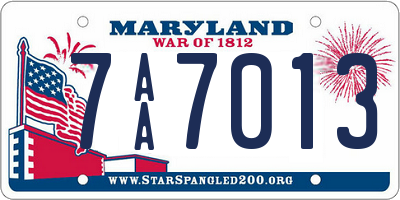 MD license plate 7AA7013