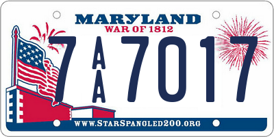 MD license plate 7AA7017