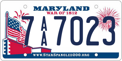 MD license plate 7AA7023