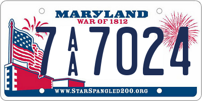 MD license plate 7AA7024