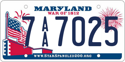 MD license plate 7AA7025