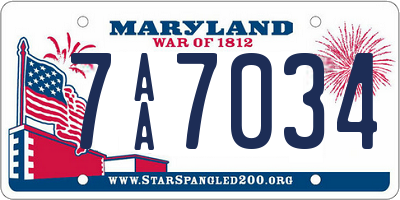MD license plate 7AA7034