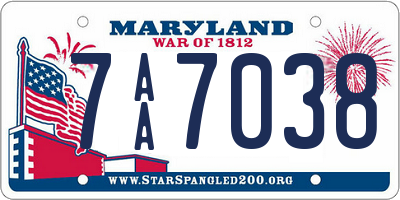 MD license plate 7AA7038