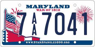 MD license plate 7AA7041