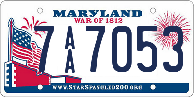 MD license plate 7AA7053