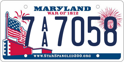 MD license plate 7AA7058