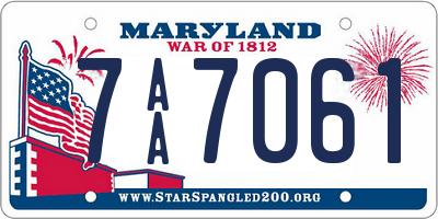 MD license plate 7AA7061