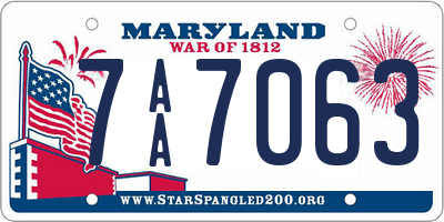 MD license plate 7AA7063