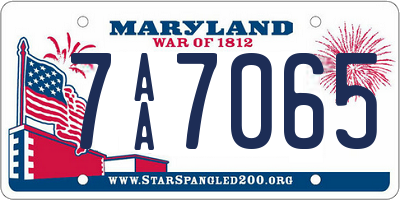 MD license plate 7AA7065