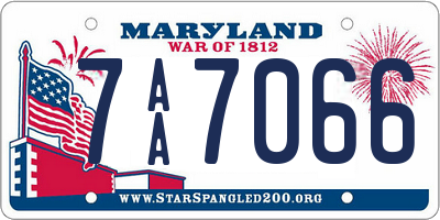 MD license plate 7AA7066