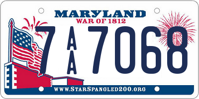 MD license plate 7AA7068