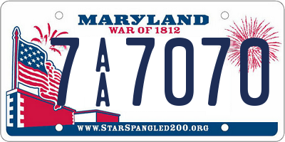 MD license plate 7AA7070