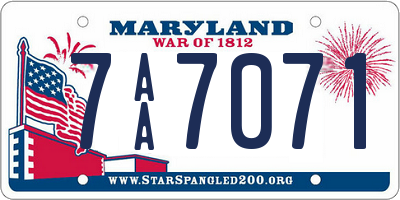 MD license plate 7AA7071