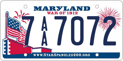 MD license plate 7AA7072