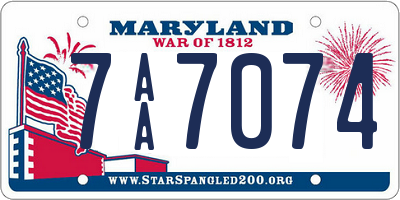 MD license plate 7AA7074